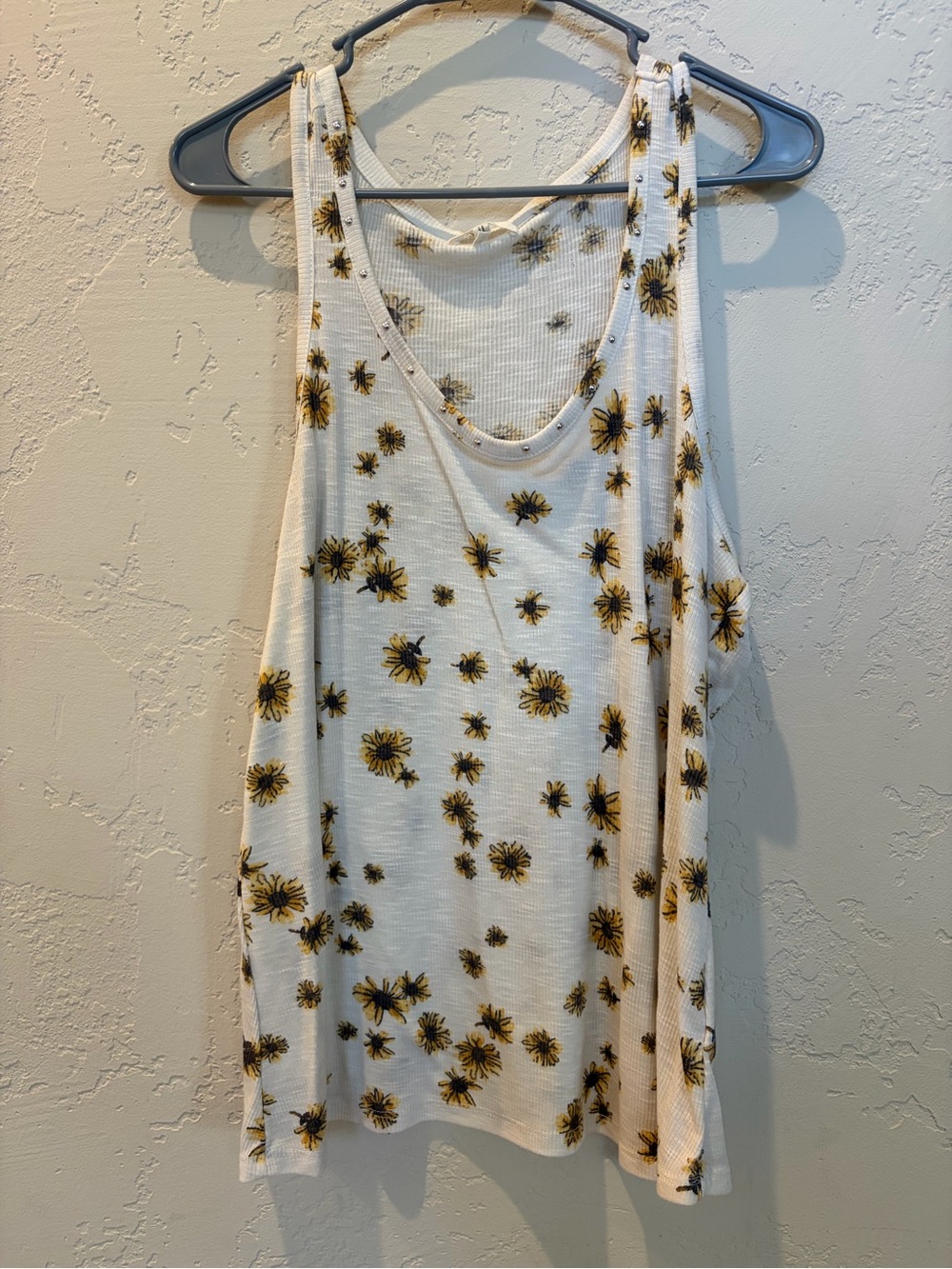 Maurices White Tank Top with Yellow Floral Print